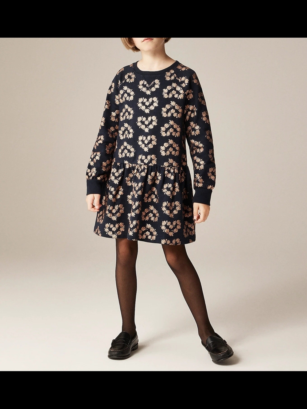 Crewcuts Girls Floral Long Sleeves Sweatshirt Dress, 8, Blue/ Rose Gold - Picture 2 of 11